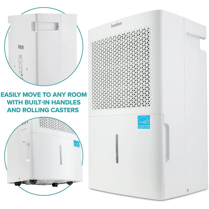Ivation 4,500 Sq Energy Star Compressor Dehumidifier with Pump, Large Capacity for Spaces Up To 4,500 Sq Ft, Includes Programmable Humidity, Hose Connector, Auto Shutoff and Restart and Washable Filter