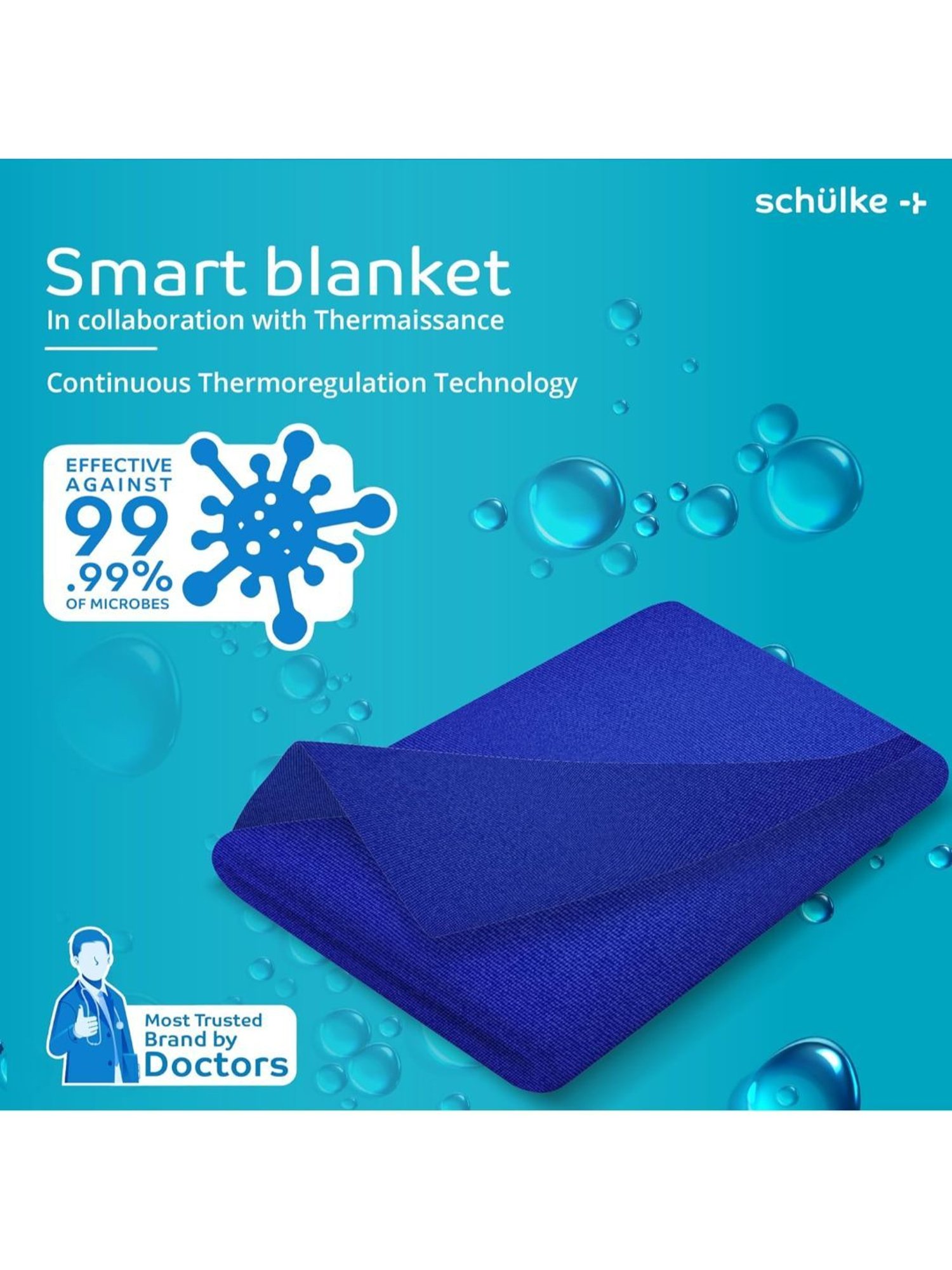 Schulke Smart Patient Blanket Polyster Full Size with Antiviral, Antibacterial (Royal Blue)