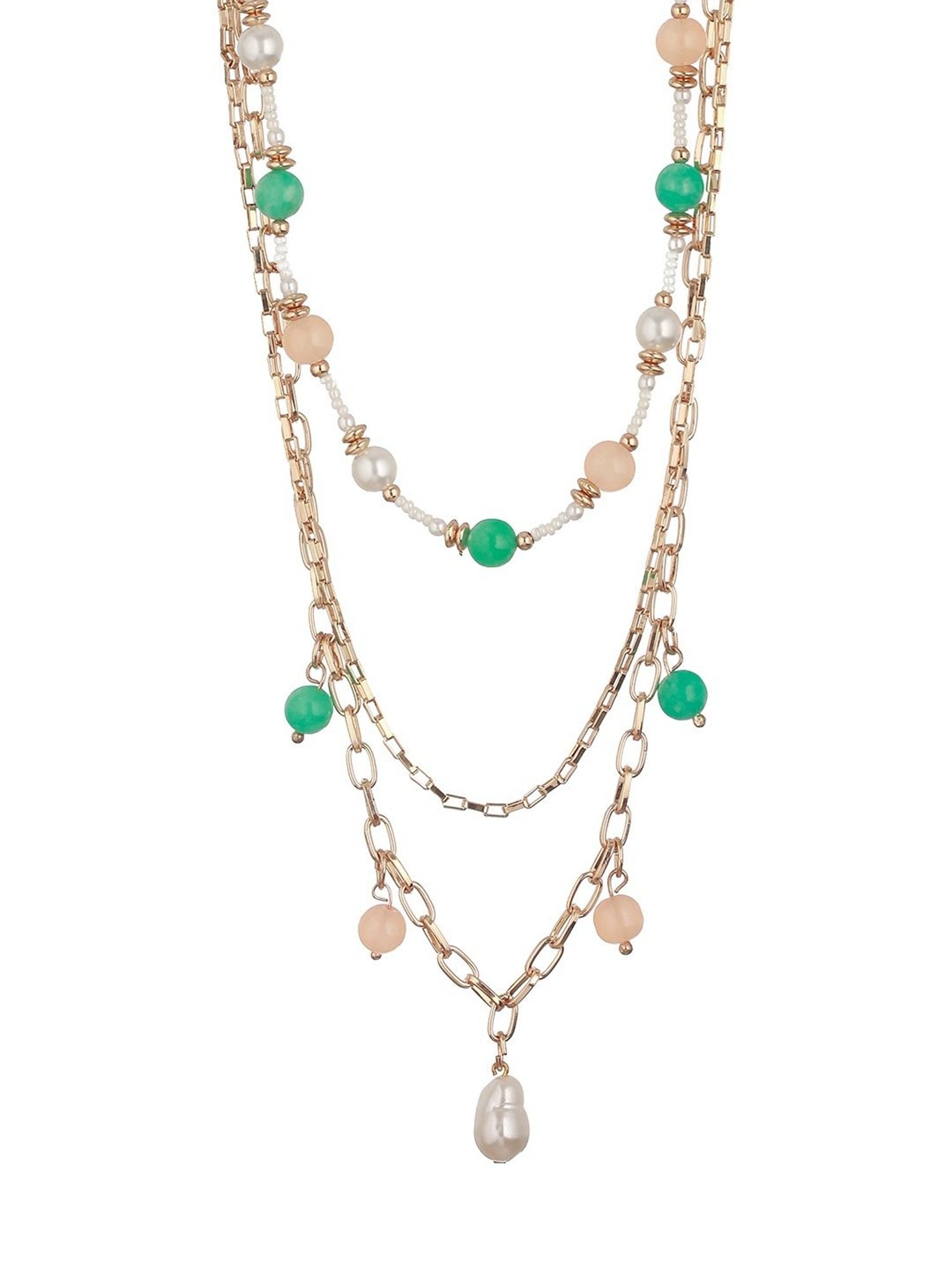 Aatmana Gold Plated & Multicolored Pearl Layered Necklace
