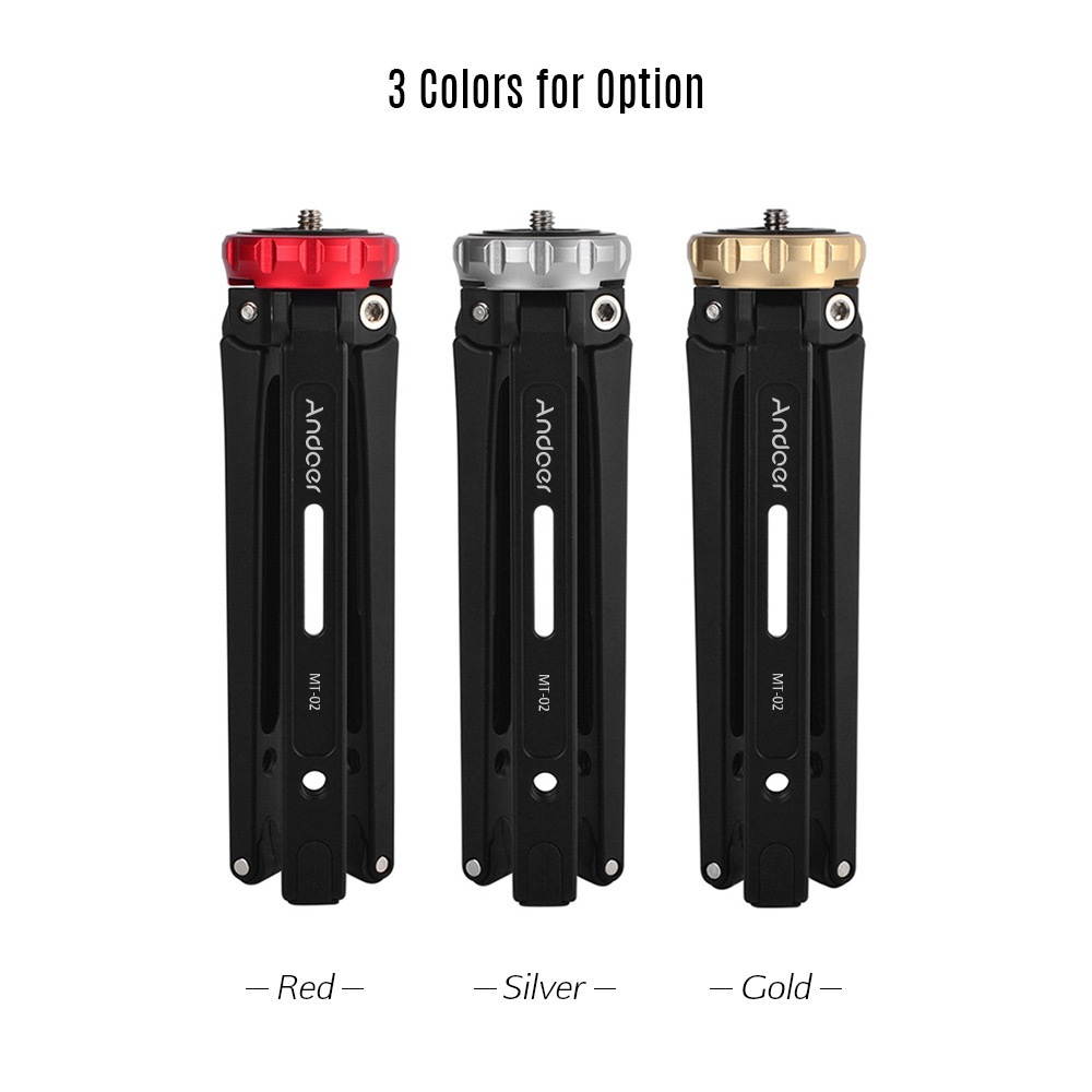 Andoer MT-02 Mini Desktop Tripod Aluminum Alloy 1/4" Screw Max. Load 15kg/ 33lbs for DSLR Digital Video Camera DV