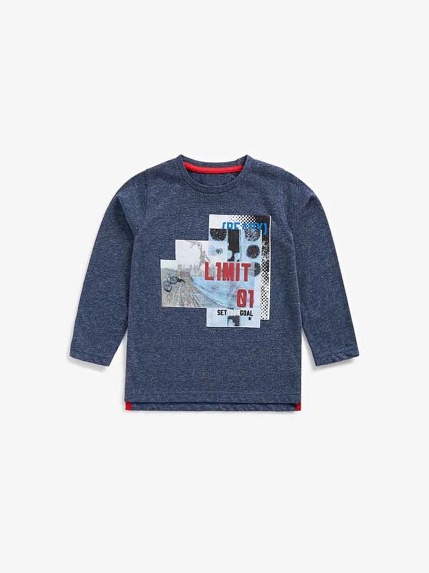 Mothercare Kids Navy Cotton Printed Full Sleeves T-Shirt