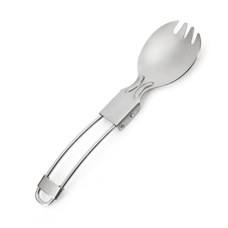Camping Hiking Cook Picnic Foldable Spoon Traveller Spork Stainless Steel Fork