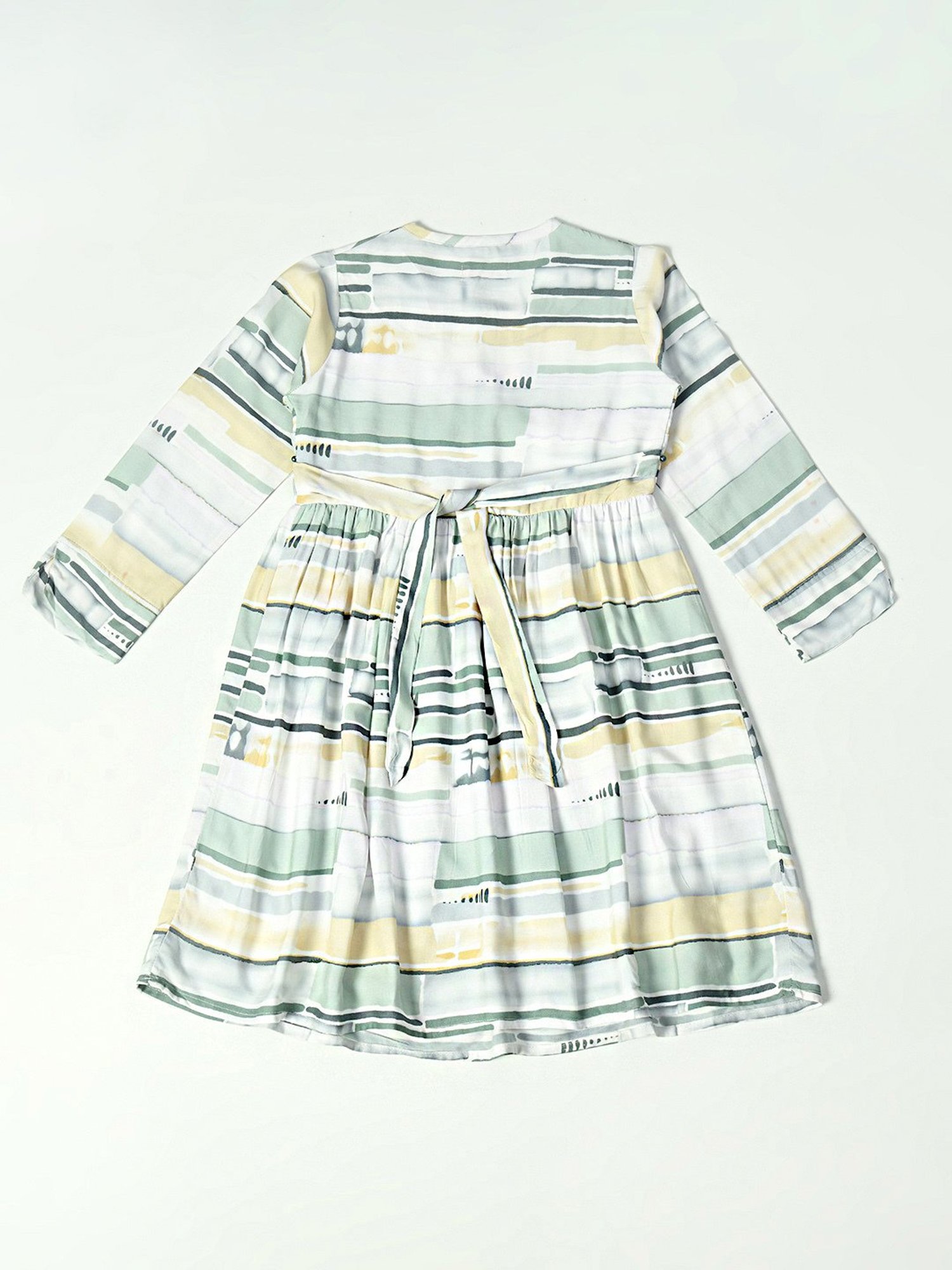 Bella Moda Kids White Printed Full Sleeves Fit & Flare Dress