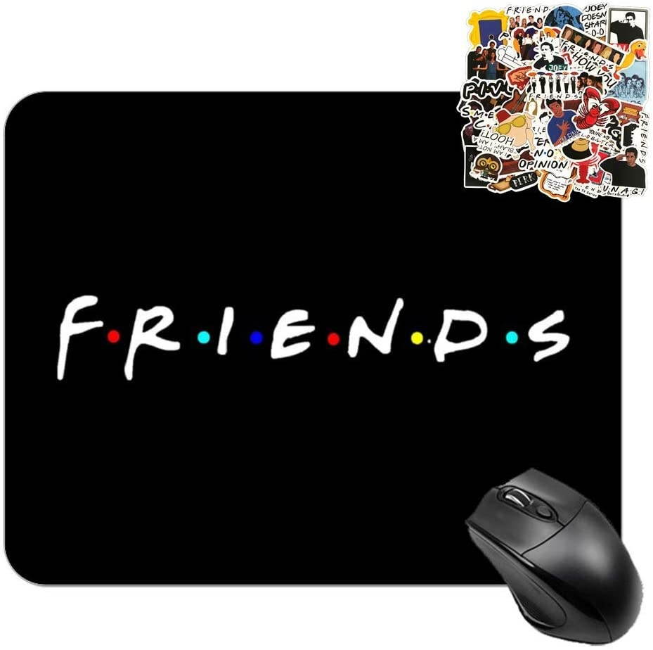 Custom Friends TV Show Mouse Pad with Stitched Edge, Fashion Design Mouse Mat, Non-Slip Rubber Base Mousepad for Laptop, Computer & PC, 7.87&times;9.84 inches with Stickers