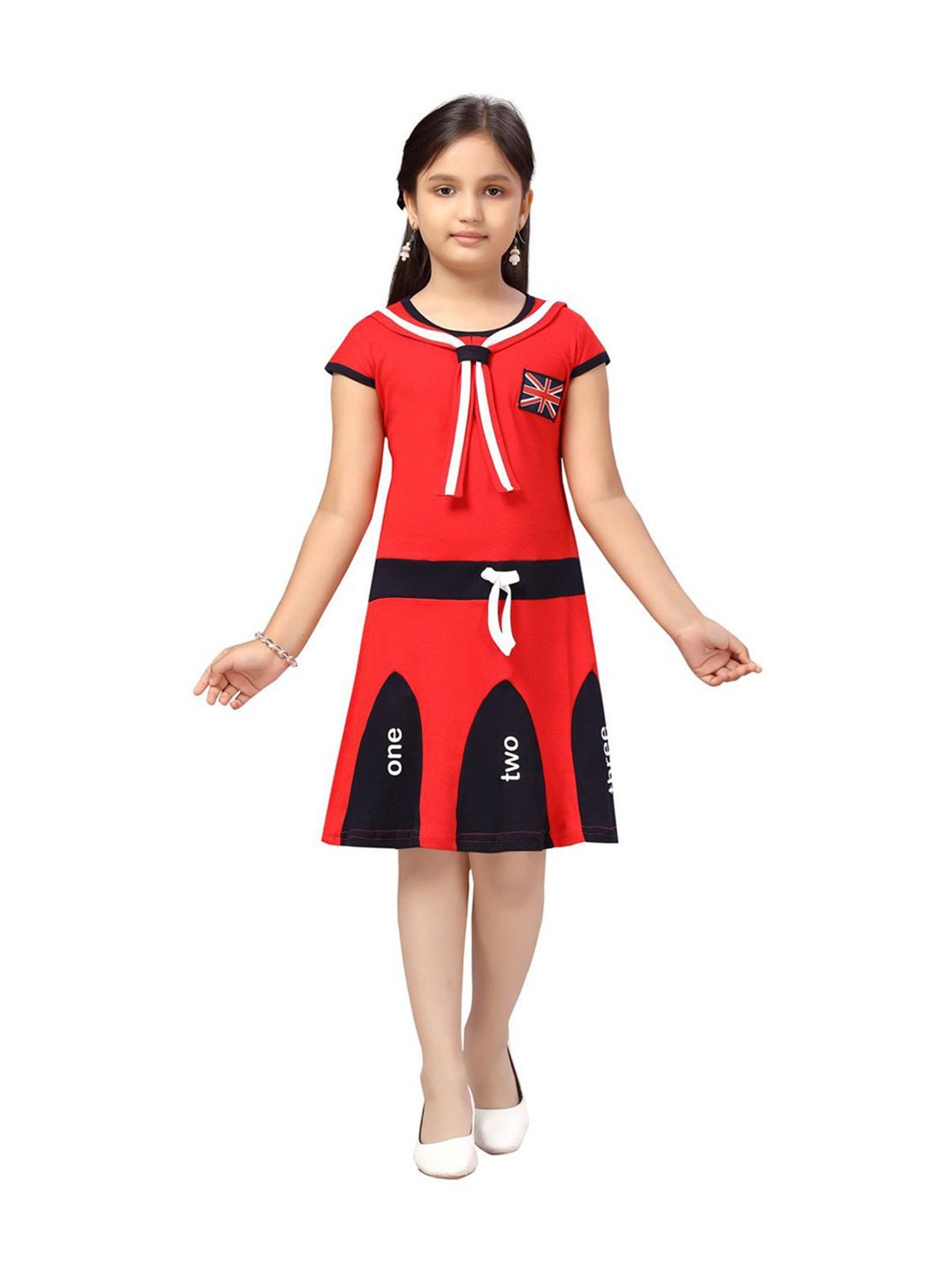 Aarika Kids Red Printed Dress