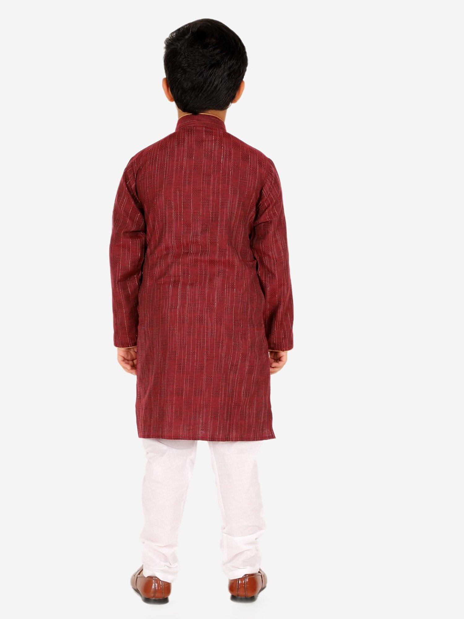 Pro-Ethic Style Developer Kids Maroon & White Printed Full Sleeves Kurta with Pyjamas
