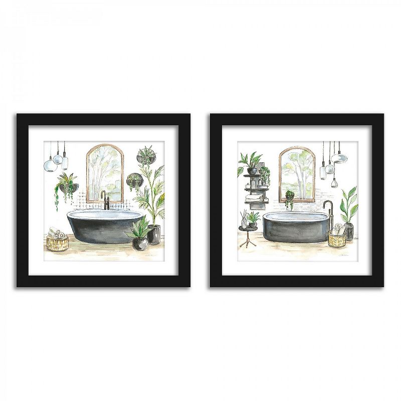 Americanflat Tropical Shower Plants - Set of 2 Framed Prints by Wild Apple