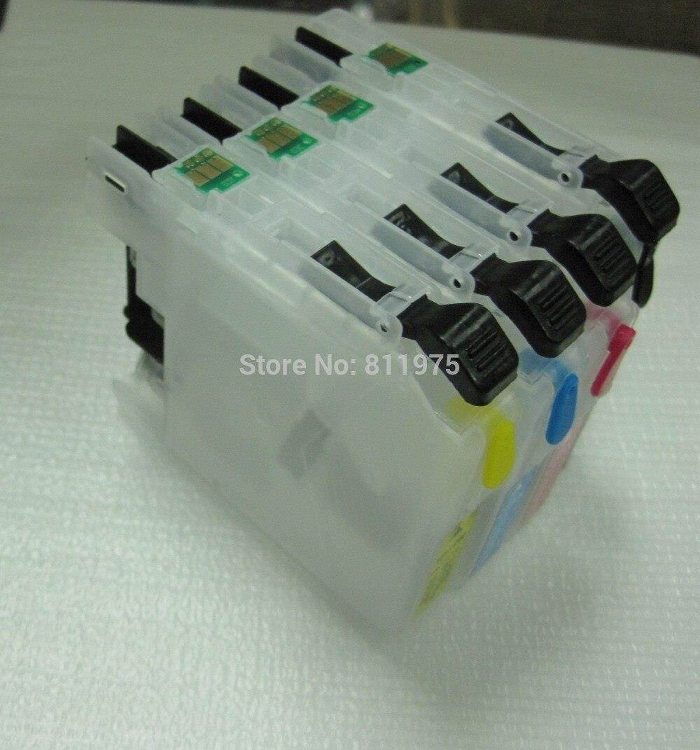 4 ink LC123 refillable Ink cartridge for Brother DCP-J552DW/DCP-J752DW/DCP-J132W/DCP-J152W printers with permanent chip