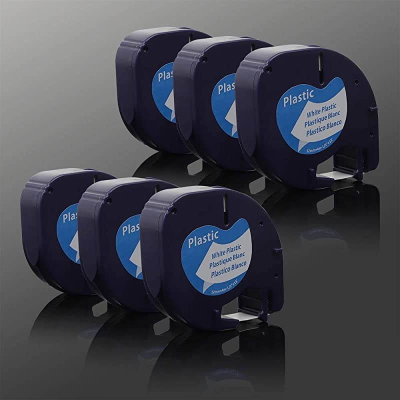 Compatible Label Tape Replacement for DYMO LetraTag Refills 91331 12mm Plastic White Tape for Label Maker QX50, LT-100H, LT-100H Plus and LT-100T, 1/2 Inch x 13 Feet, Black on White, 3 Pack