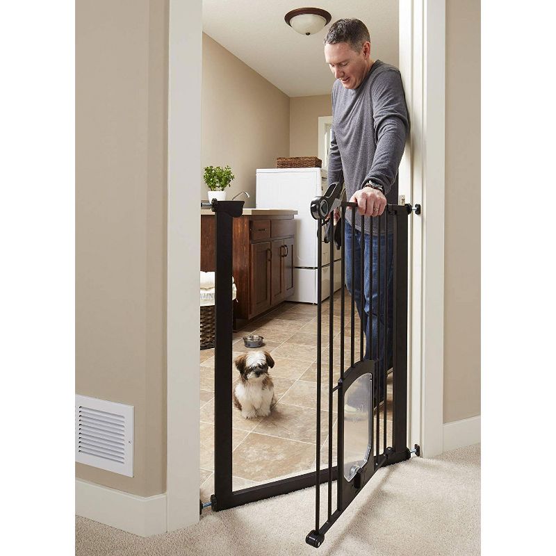 MyPet Tall Pet Gate Passage Walk Through Gate with Door, Bronze