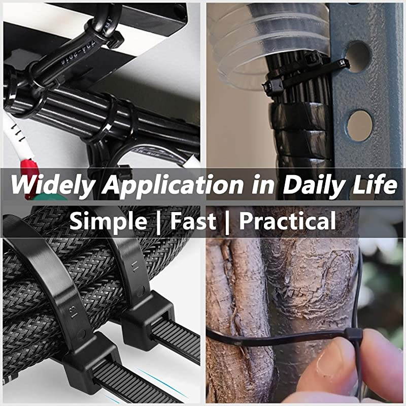Cable Ties 8 Inch 100 Piece MultiPurpose Zip Ties Wire Ties Heavy Duty Wire Management for Organizing Home Office Garden and Data Centers