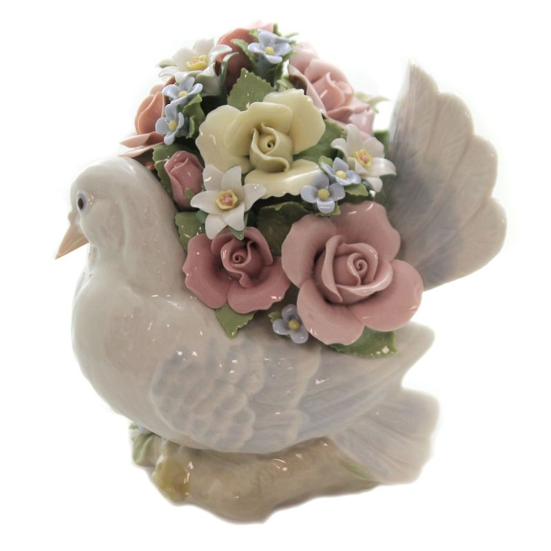 Figurine 6.5" Love Birds Wedding Flowers Musical  -  Decorative Figurines