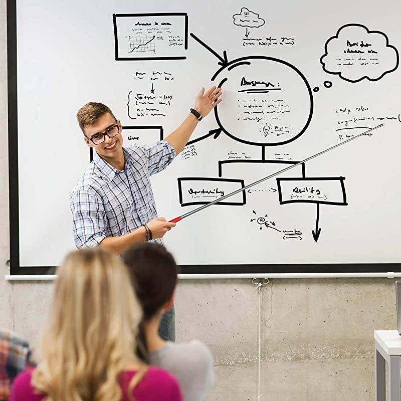 Pieces Retractable Teacher Pointer Telescopic Teaching Pointer Presenter Whiteboard Pointer and Lanyards with 6 Pieces Extra Felt Nibs for Teachers Presenter, Extends Design (39 Inches)