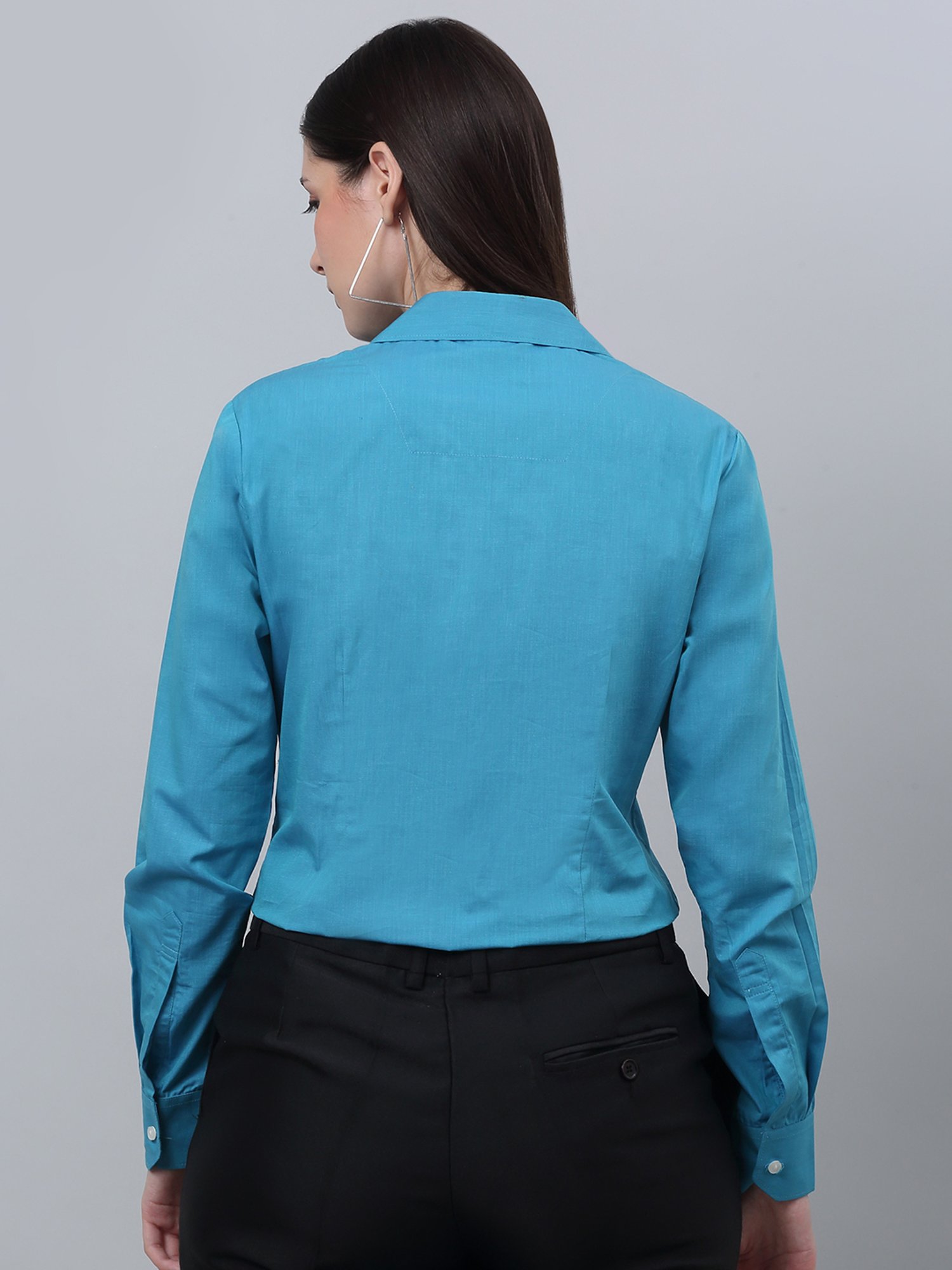 Crozo By Cantabil Turquoise Cotton Regular Fit Shirt