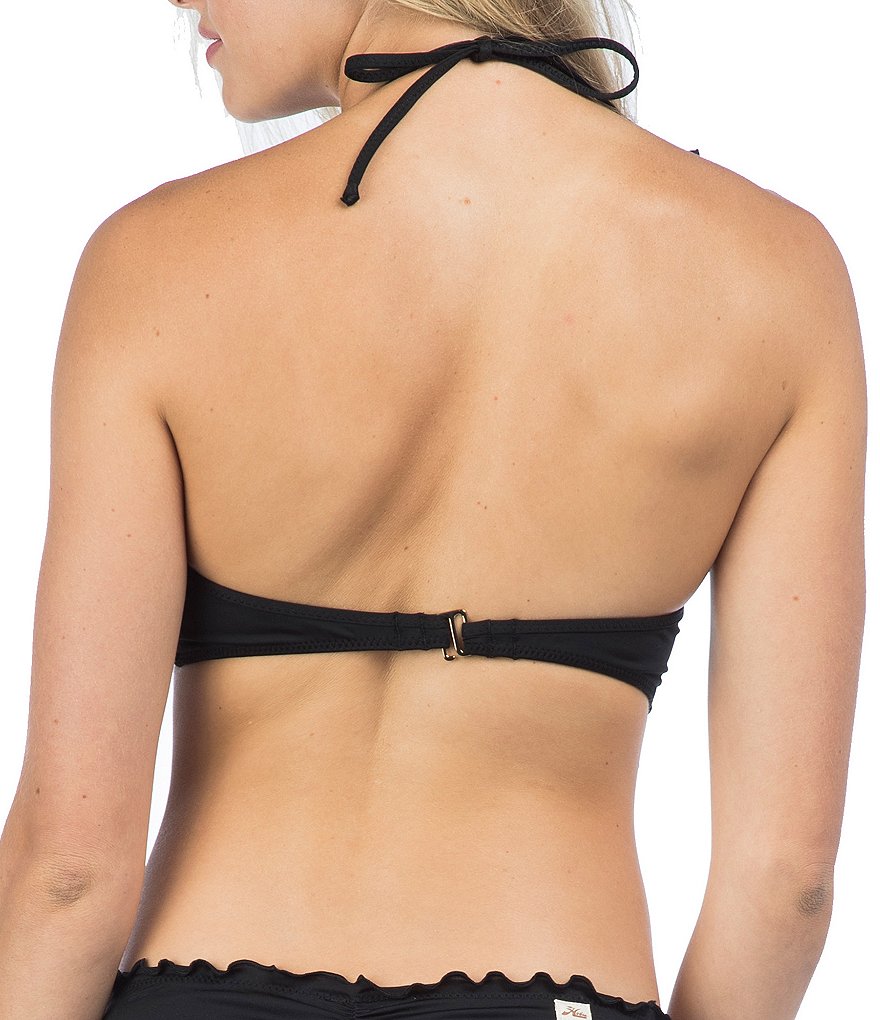 Hobie Solid Push-Up Ruffled Trim Underwire Bikini Swimsuit Bra Top