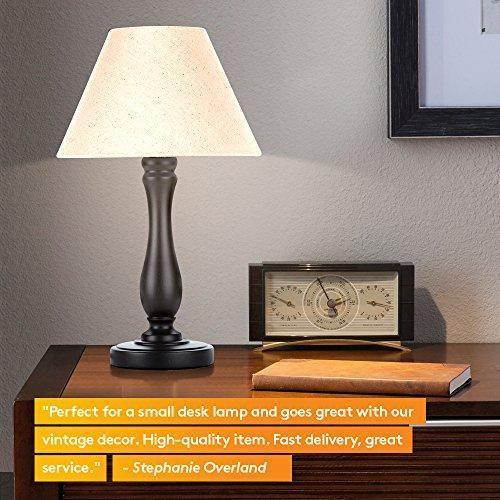 Brightech Noah LED Side Bedside Table & Desk Lamp: Traditional Elegant Black Wood Base, Neutral Shade & Soft, Ambient Light for Bedroom Nightstand, Living Room, Office; Incl. LED Bulb, Cord