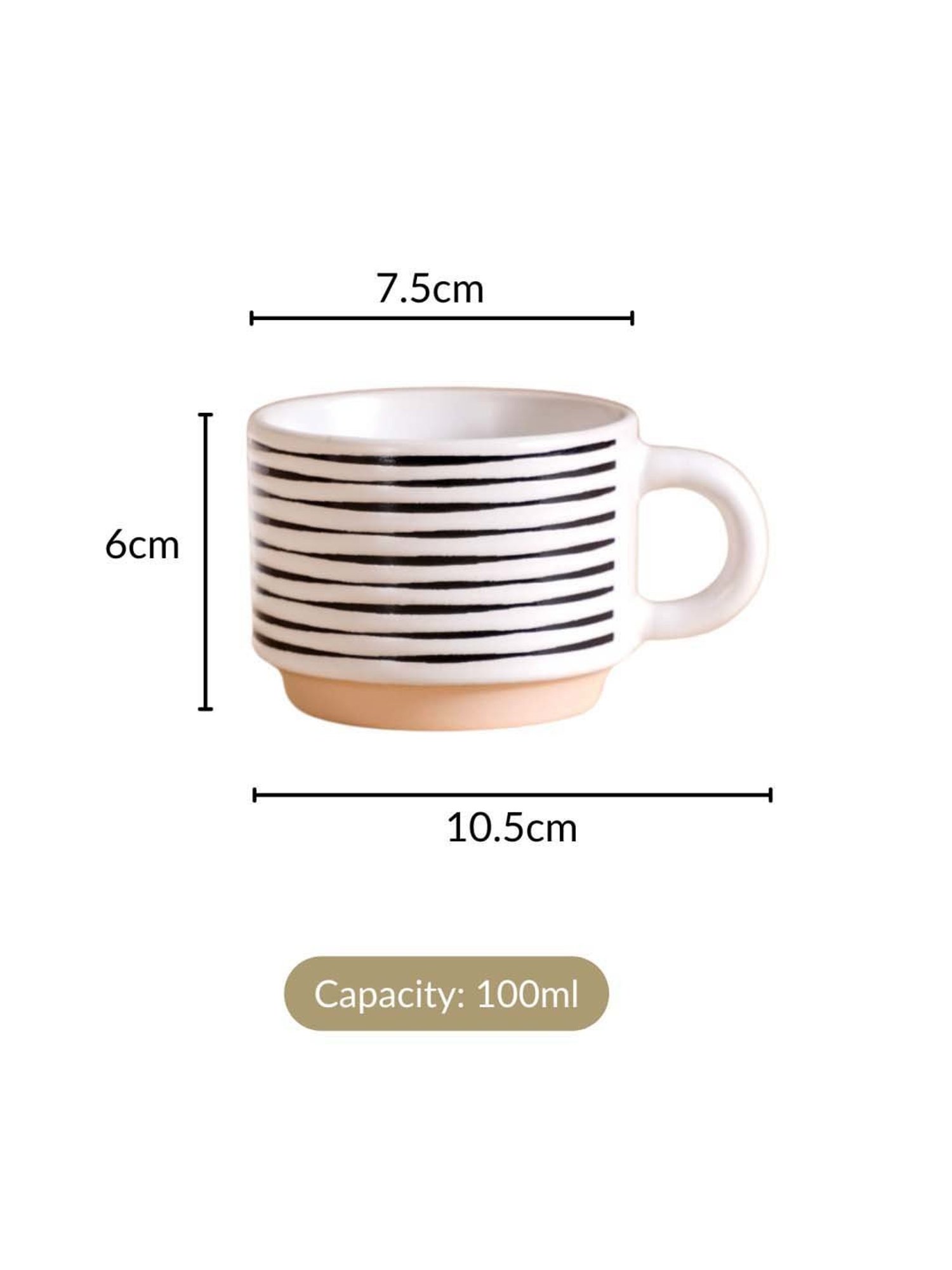 Nestasia Black-White Stackable Cups Set Of 4 With Stand 100ml