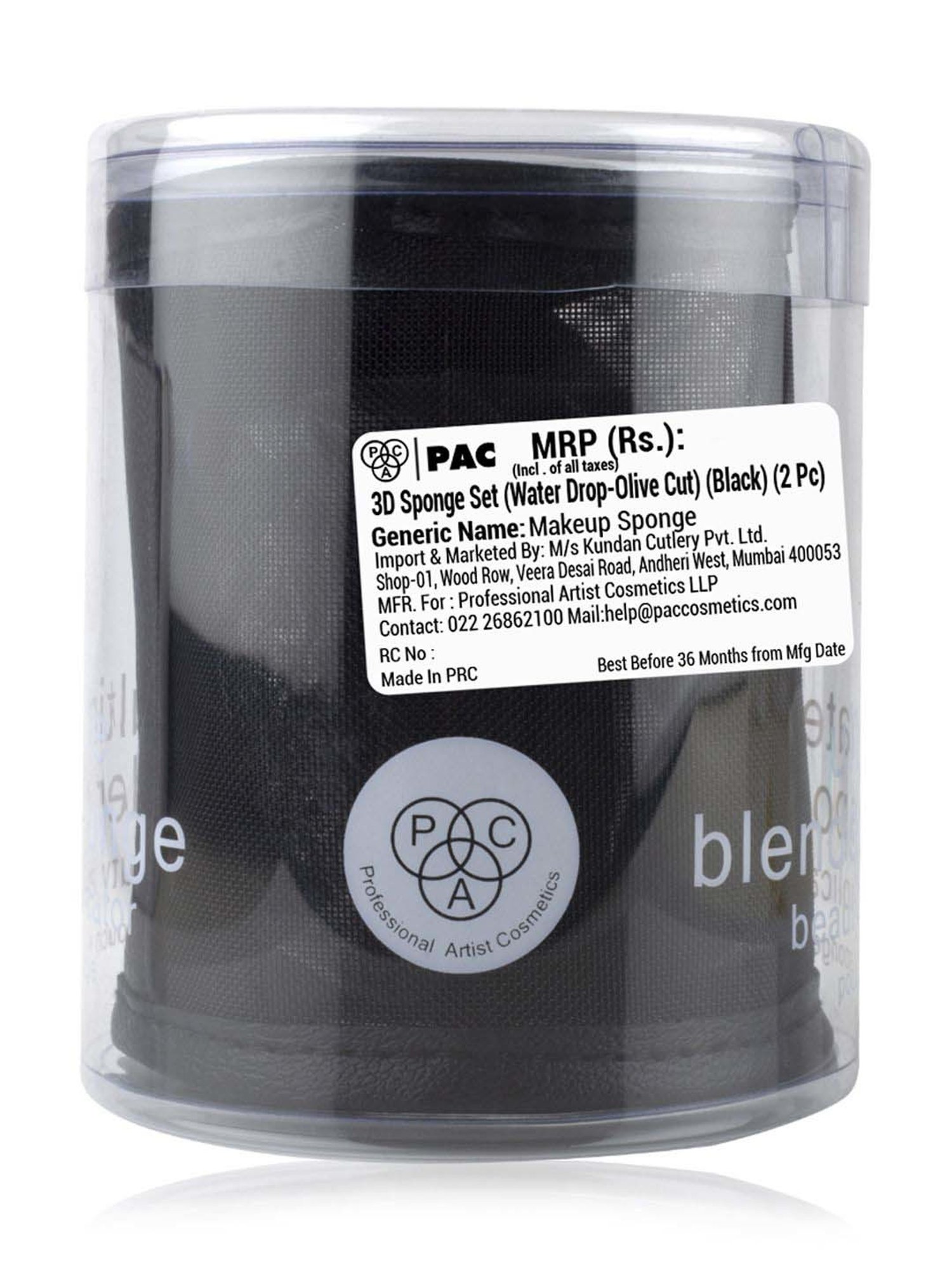 PAC 3D Sponge Set Water Drop, Olive Cut Black - 2 Pcs