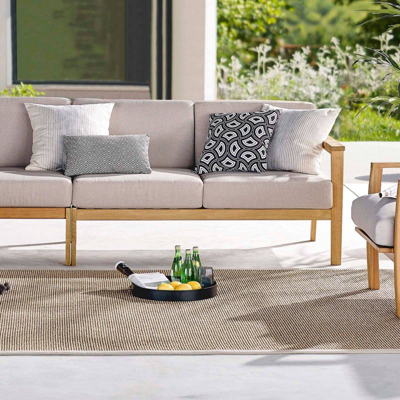 Sedona Outdoor Patio Eucalyptus Wood Left-Facing Loveseat - Natural/Taupe - Modway