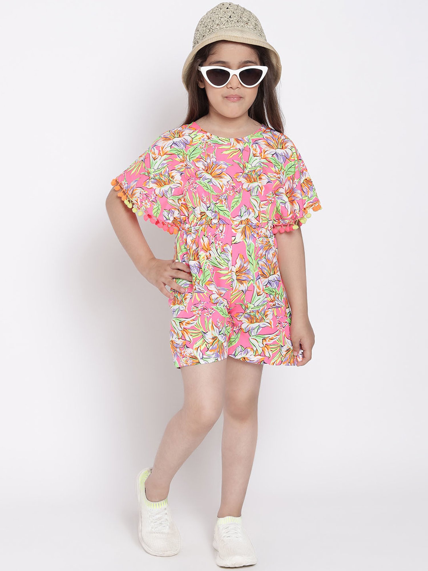 Nauti Nati Kids Pink Printed Jumpsuit