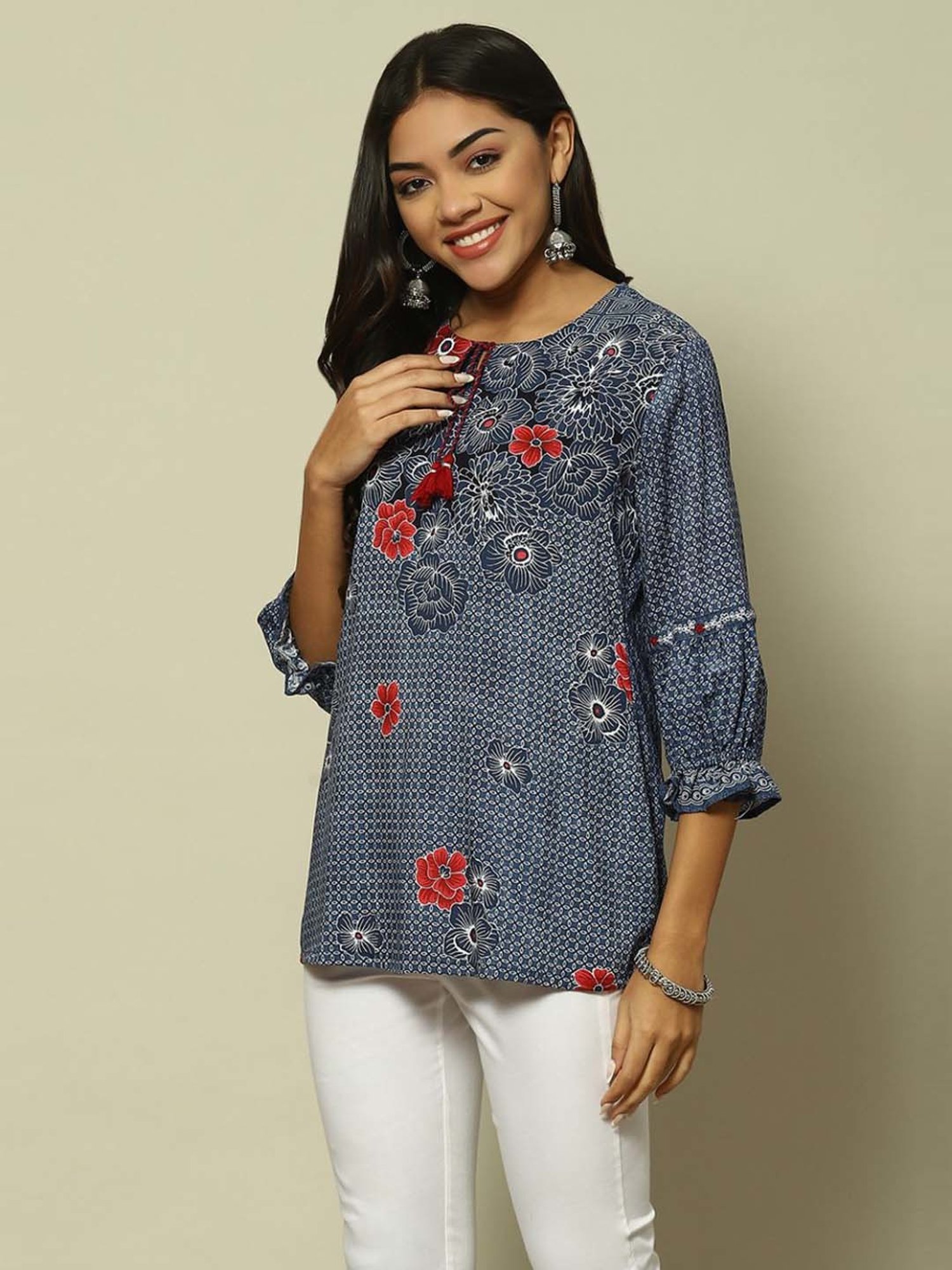 Rangriti Blue Printed Top