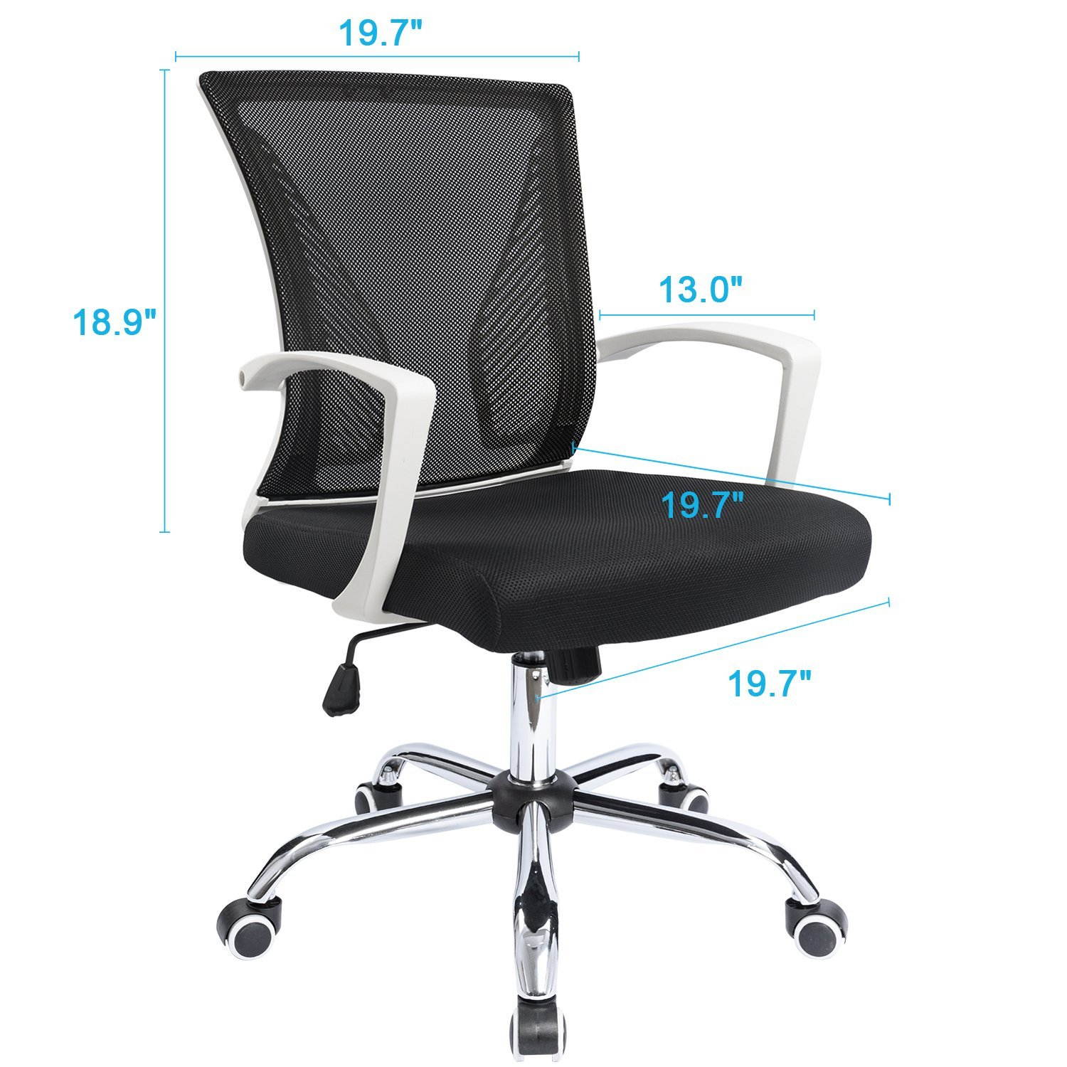 Furmax Office Chair Mid Back Swivel Lumbar Support Computer Ergonomic Mesh Chair with Armrest (Black)