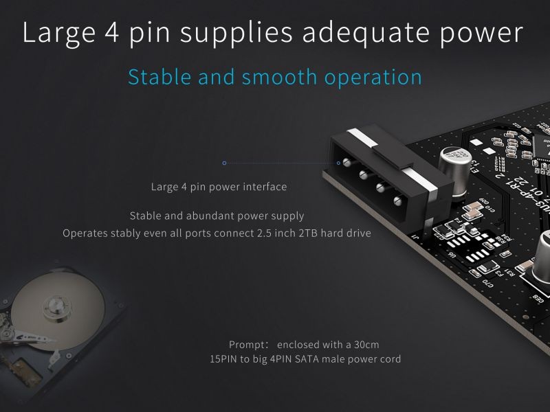 ORICO SuperSpeed 7 Ports USB3.0 PCI-E Expansion Card Adapter PCI-E USB 3.0 HUB Controller Adapter Add on Card for Windows Vista PC Laptop (No Additional Power Connection Needed)