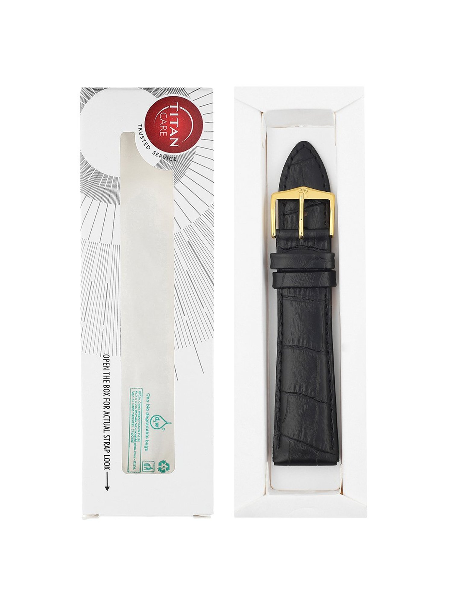 22MM BLACK Titan Genuine Leather Strap for MEN