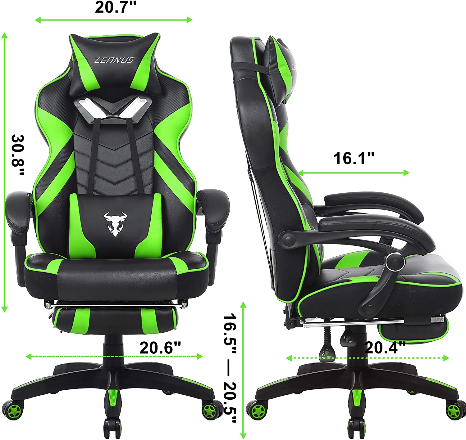Gaming Chair, Racing Style Computer Desk Chair Padded Armrests Ergonomic Lumbar Support Adjustable Height
