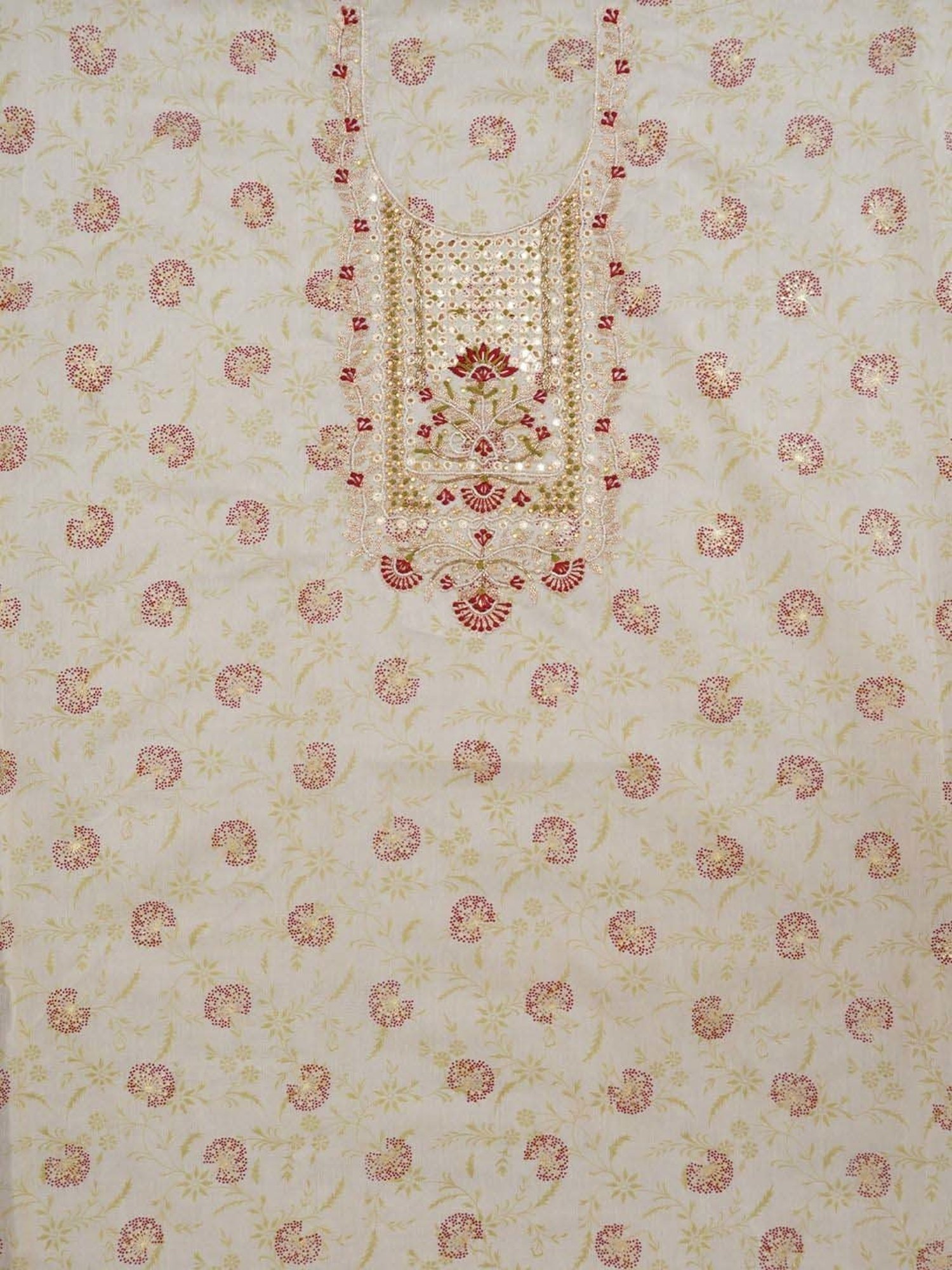 Jaipur Kurti Off-White Embellished Unstitched Dress Material