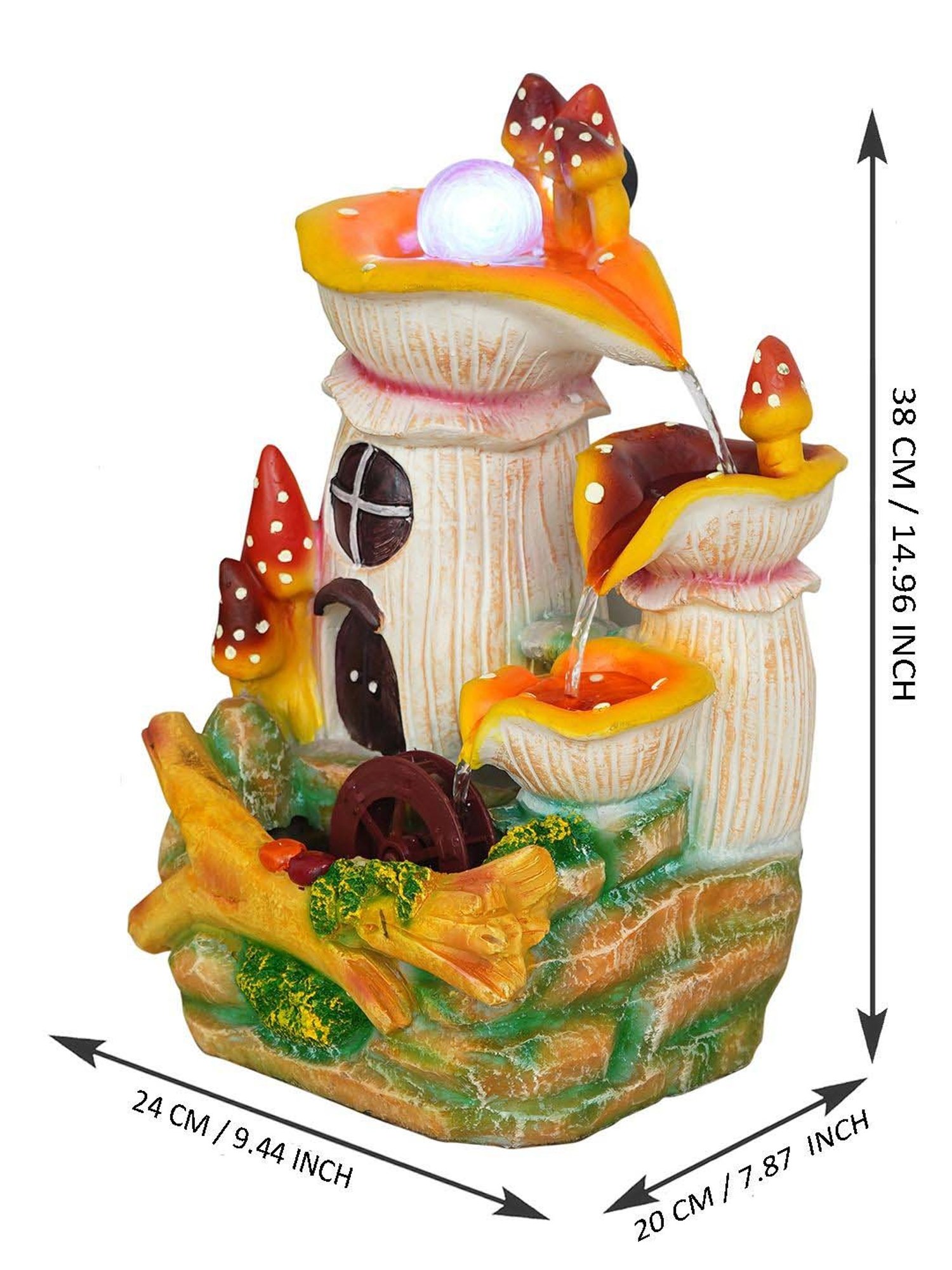 CHRONIKLE Multicolor Polyresin Table Top 3 Steps Waterfall Fountain