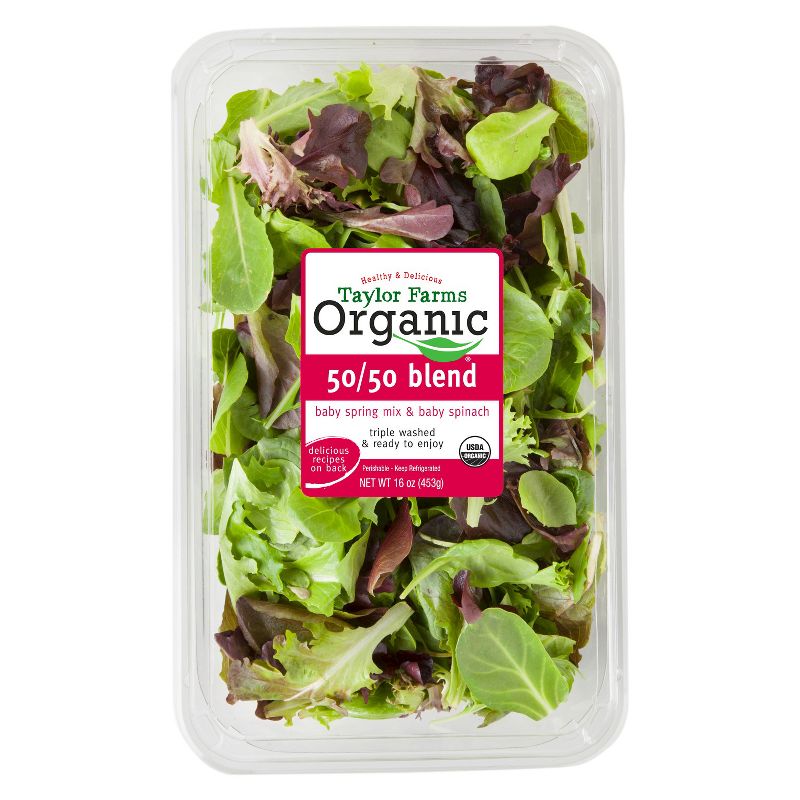 Taylor Farms Organic 50/50 Blend Baby Spring Mix & Baby Spinach - 16oz Package