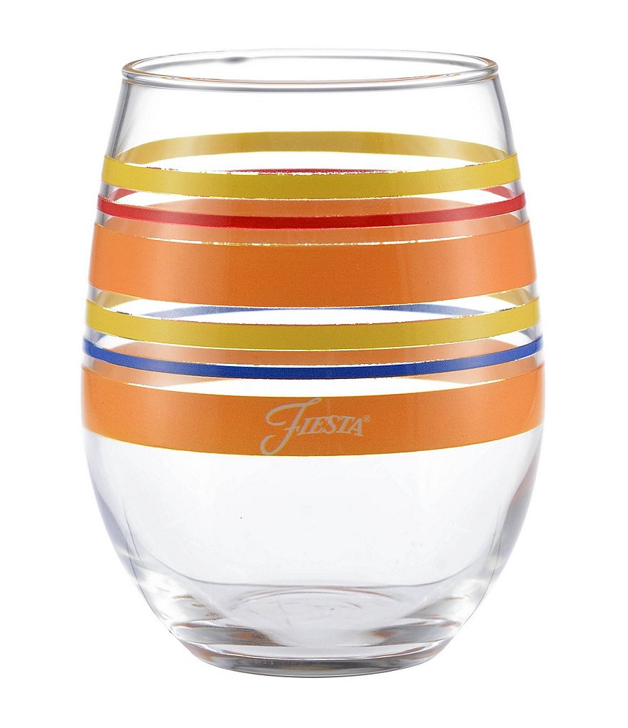 Fiesta Farmhouse Chic Stripe Stemless Wine Glasses, Set of 4