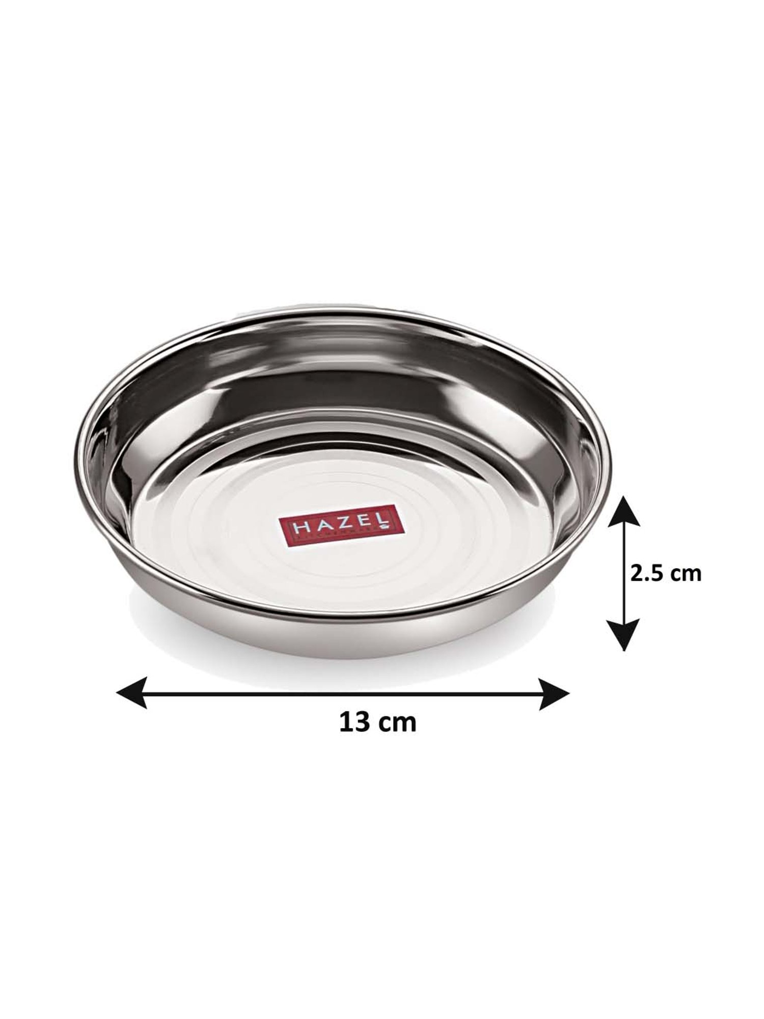 HAZEL Silver Stainless Steel 13 cm Breakfast Plate (0.3L) - Set of 1