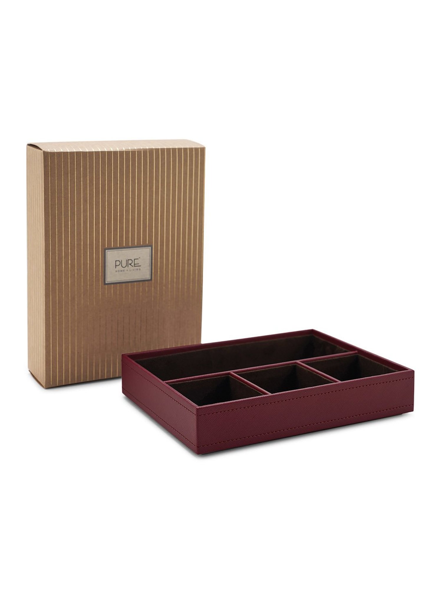 Pure Home and Living Red Leather Solid Organisers
