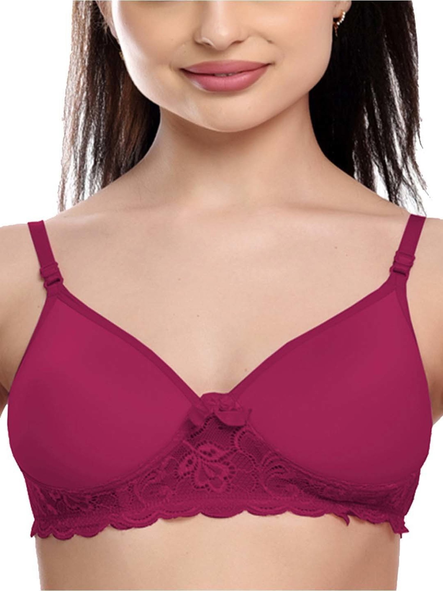 FIMS: Fashion is my Style Hot Pink & Purple Lace Work Everyday Bras - Pack Of 3