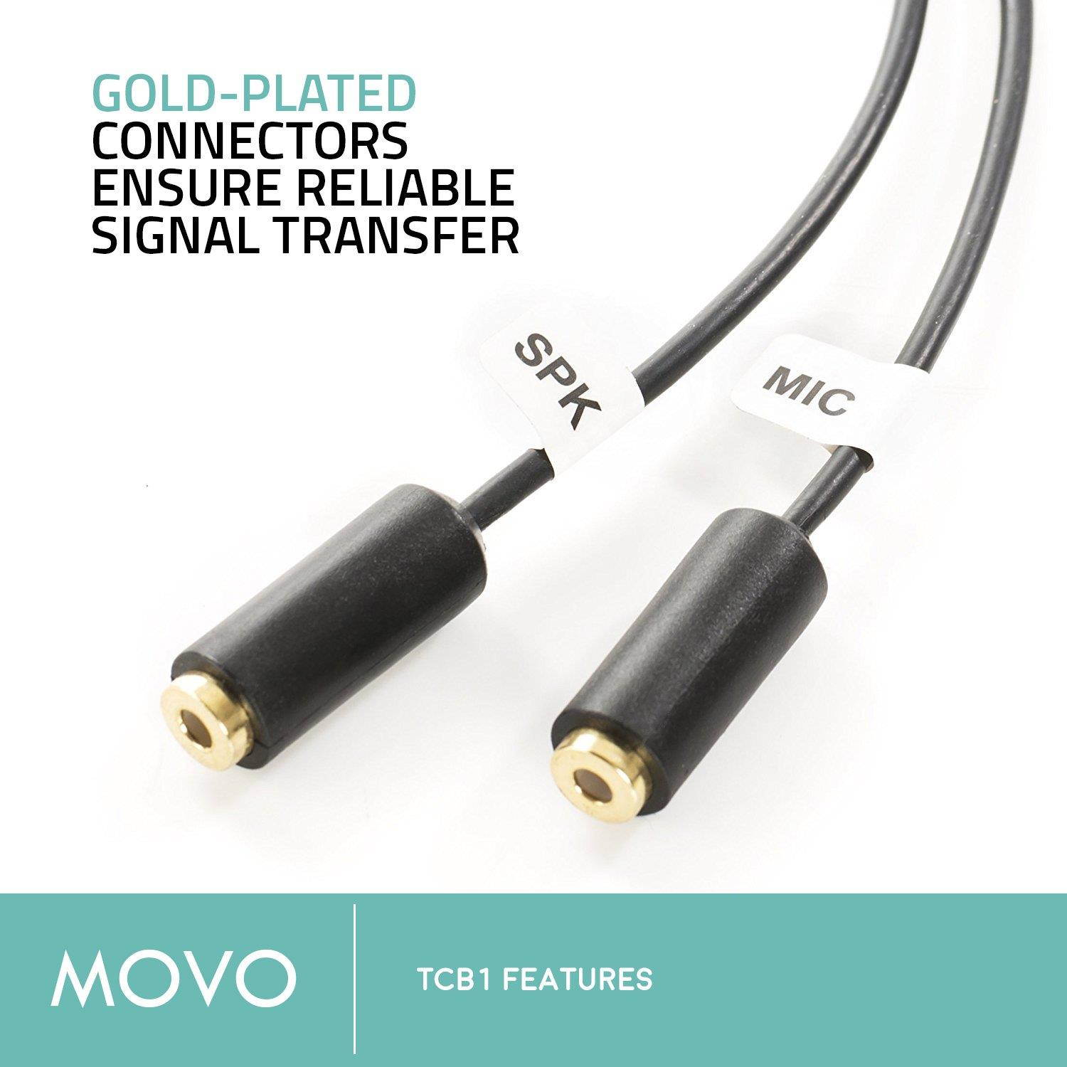 Movo LV1 Lavalier Lapel Clip-on Omnidirectional Condenser Microphone for Cameras, Camcorders & Smartphones (Including Apple iPhone, iPad, Samsung Galaxy & Note, etc)
