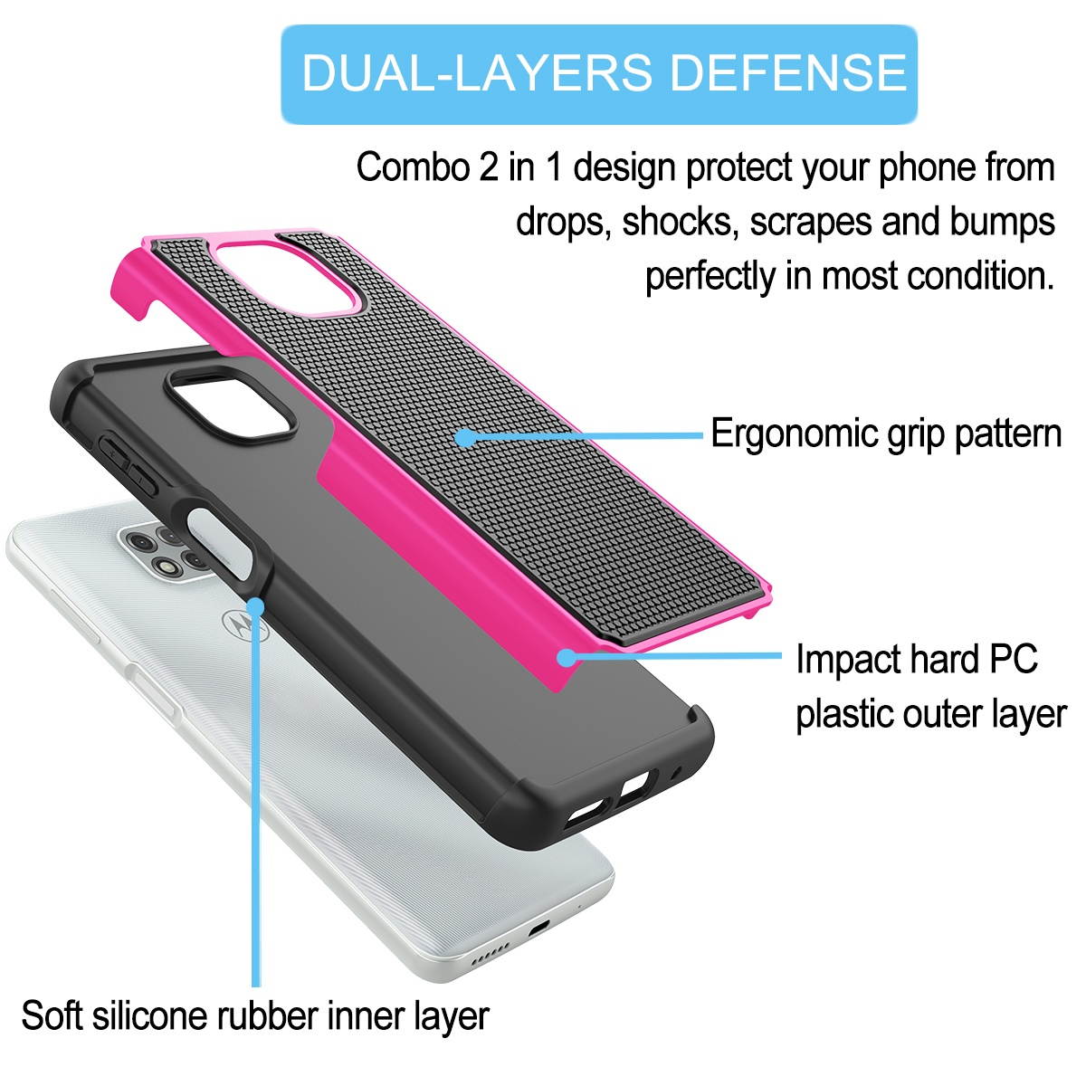 Moto G Power 2021 Case, Tekcoo Motorola Moto G Power Phone Case Hard Plastic Scratch Resistant Bumper Grip Sturdy Full Body Protective Shockproof Phone Cases Cover For Moto G Power 2021, Turquoise