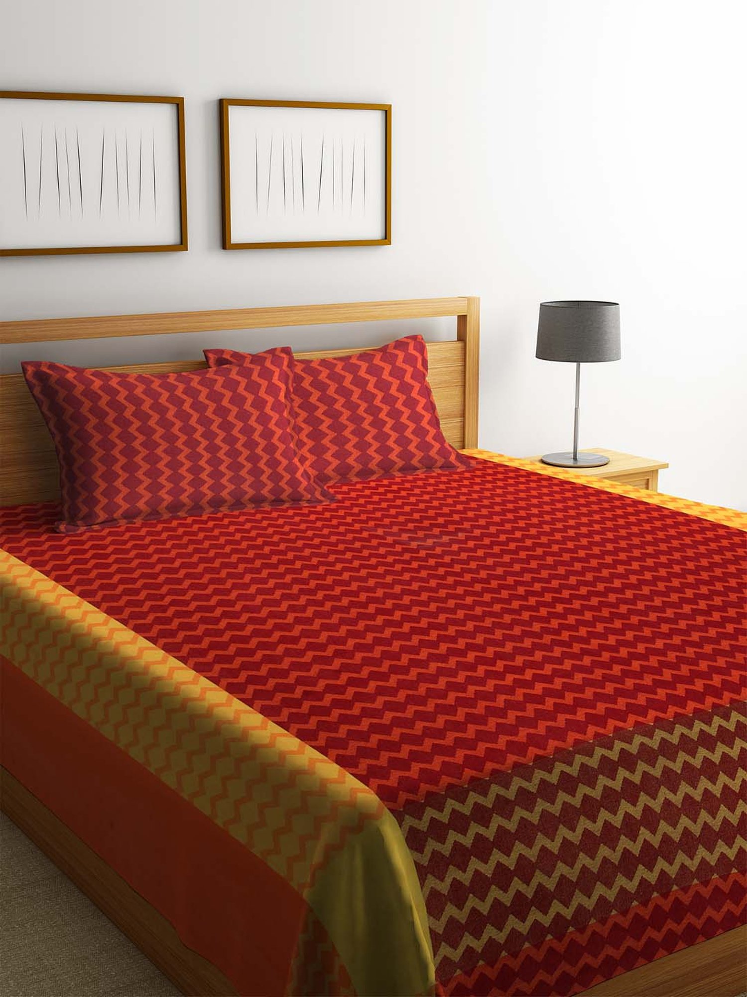 Klotthe Jacquard Collection Red 300 TC Bed Linen Set