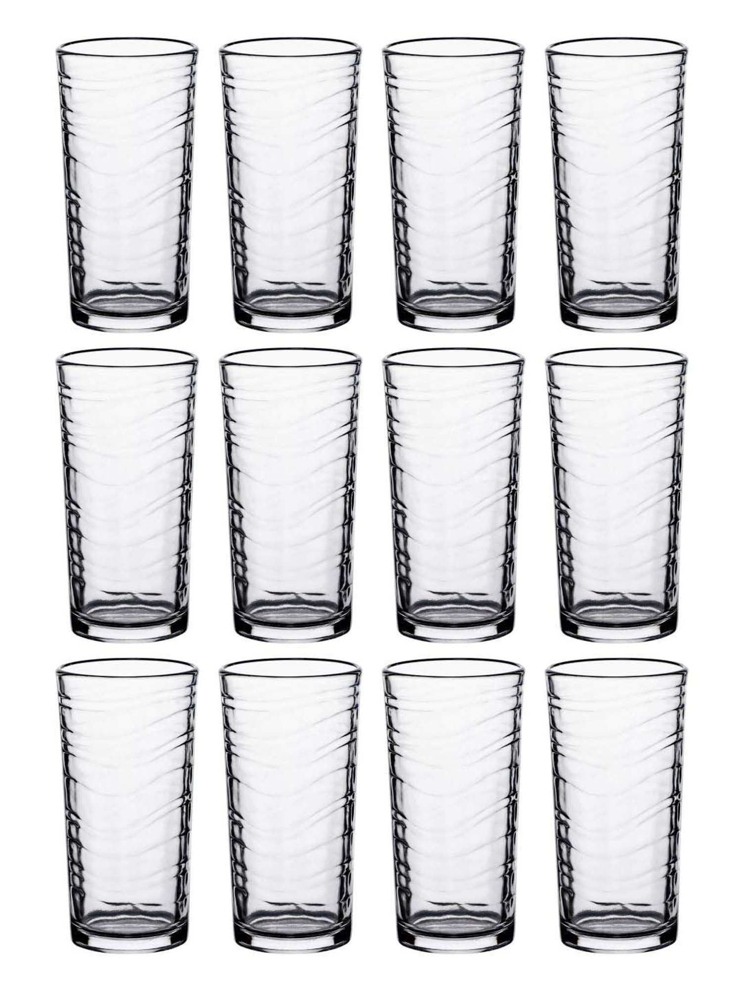 ROXX Tuscany Wave Transparent Glass Tumbler (0.25 L) - Set of 12