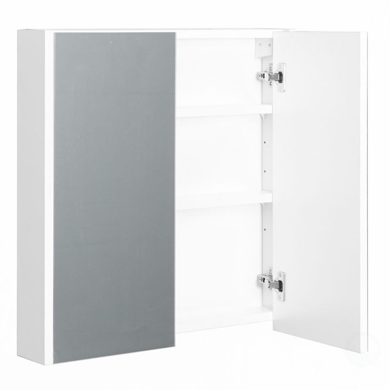 Basicwise 2 Shelves White Wall Mounted Bathroom/ Powder Room Mirrored Door Vanity Cabinet Medicine Chest