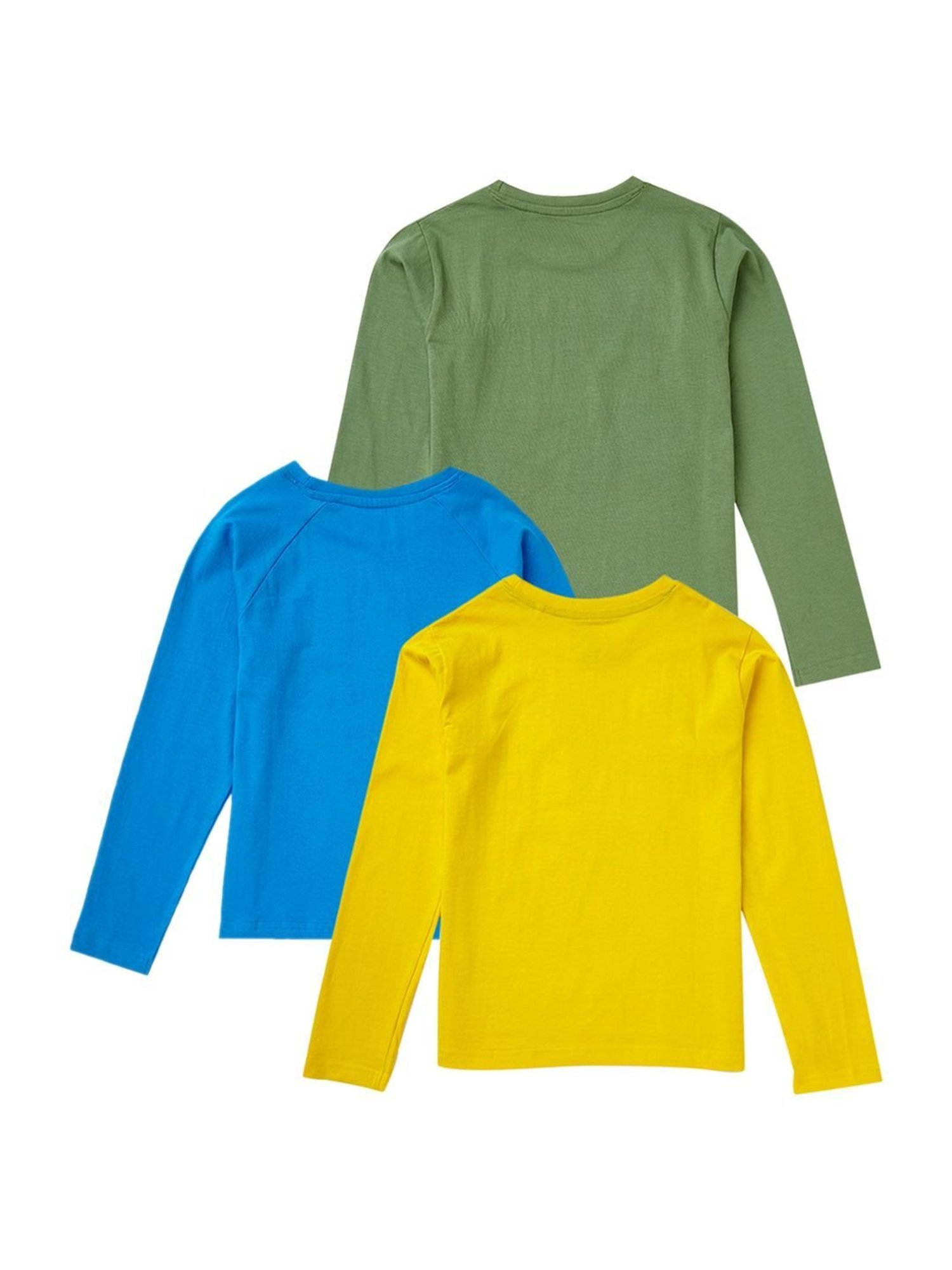 Cub McPaws Kids Multicolor Cotton Printed Full Sleeves T-Shirt (Pack of 3)