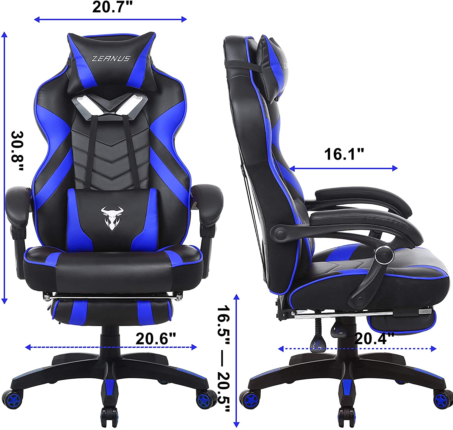 Gaming Chair, Racing Style Computer Desk Chair Padded Armrests Ergonomic Lumbar Support Adjustable Height