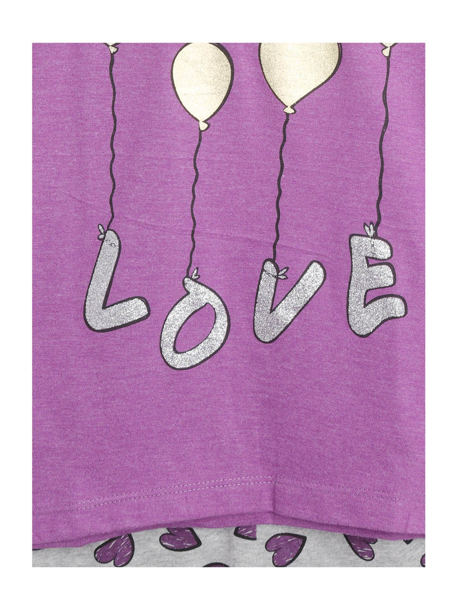 Lazy Shark Kids Purple & Grey Printed  Top with  Shorts