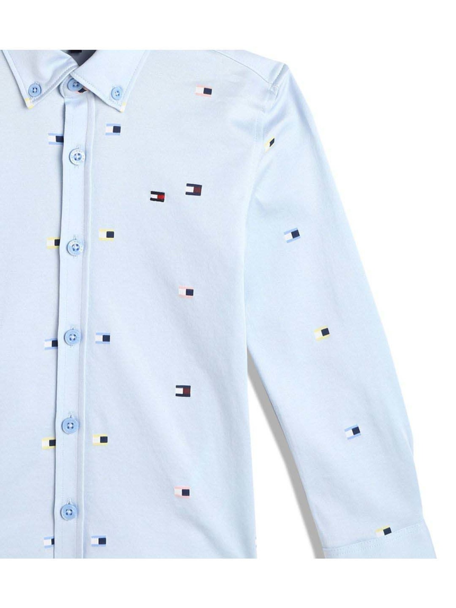 Tommy Hilfiger Blue Printed Organic Cotton Boys Shirt