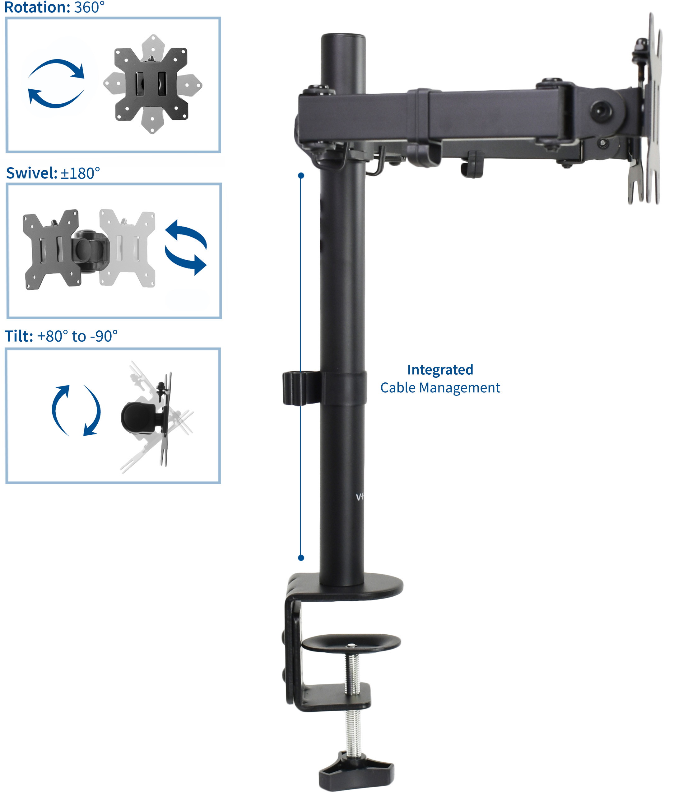 VIVO Dual LCD Monitor Desk Mount Stand Heavy Duty Fully Adjustable Fits 2 Screens up to 27" (STAND-V002)