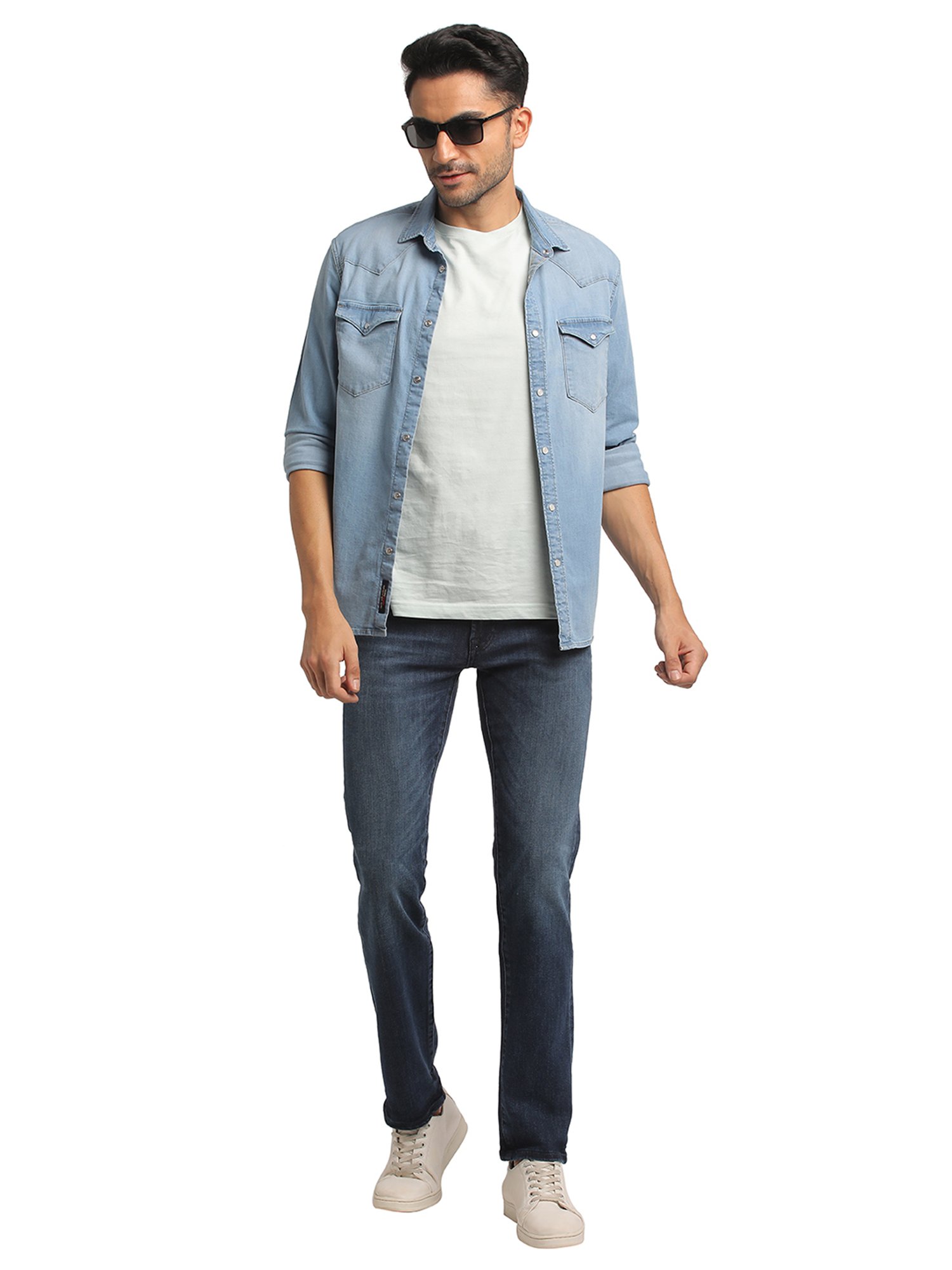 EVERBLUE Light Blue Regular Fit Shirt