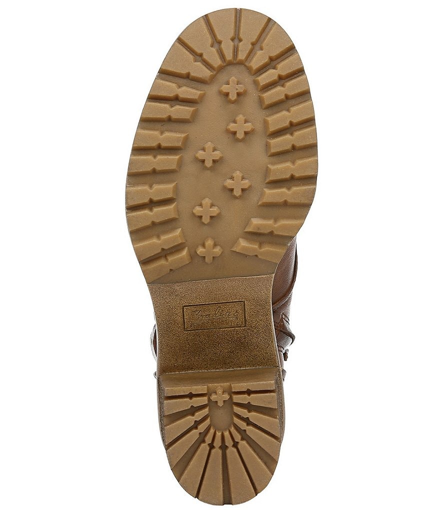 Zodiac Gemma Leather Buckle Strap Detail Lug Sole Block Heel Combat Booties