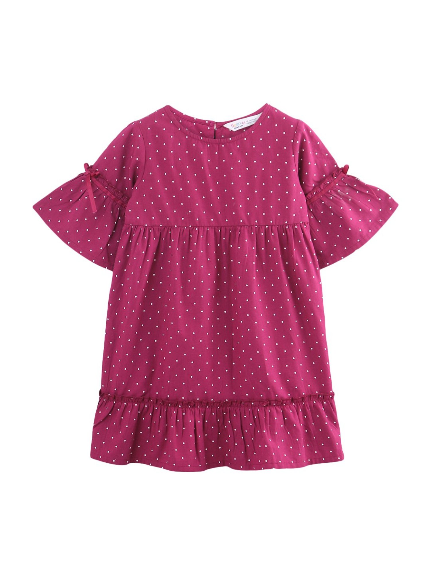 Beebay Kids Maroon Cotton Printed Dress