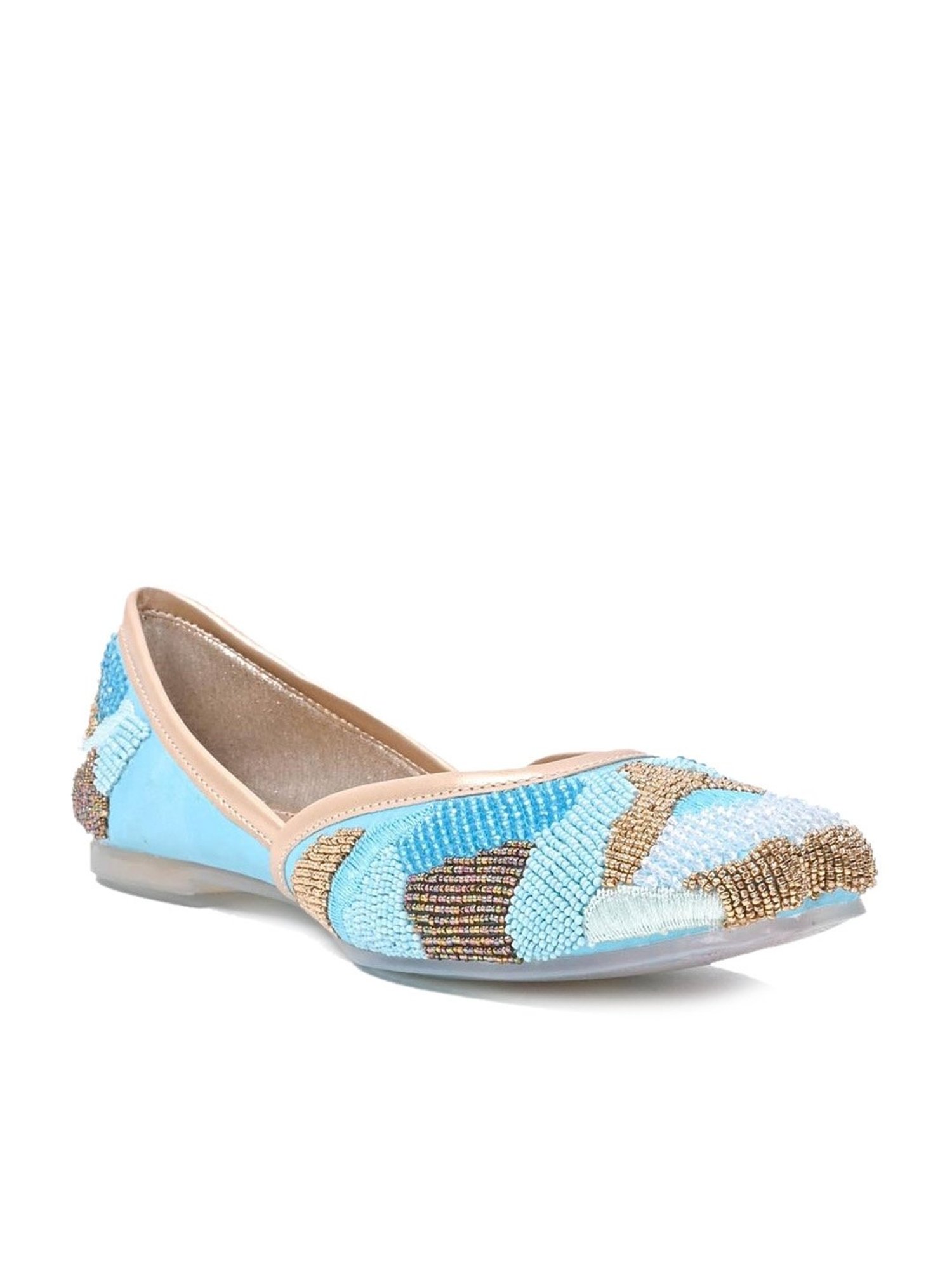 Jove Women's Aqua Ethnic Juttis